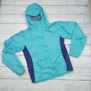 14/16 Columbia Hooded Teal Windbreaker